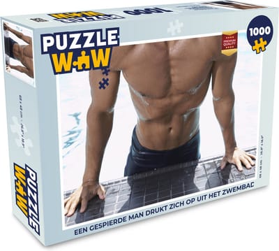 Puzzel Een gespierde man drukt zich op uit het zwembad - Legpuzzel - Puzzel 1000 stukjes volwassenen