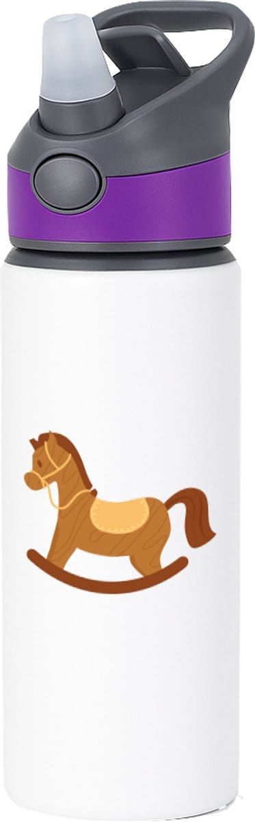 Hacebo® - Hobbelpaard waterfles met rietje paars - Paarden - Paardrijdsters - Hobby horse - speelgoed - water fles - 650ML