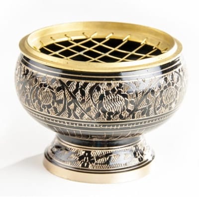 Wierookbrander met netje zwart goud groot