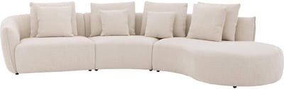 Goossens Fay Hoekbank - Stof - Wit - 364 x 85 x 203 cm - Rechts