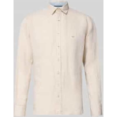 Fynch-Hatton Overhemd Solid Color Premium Linnen Zand / male