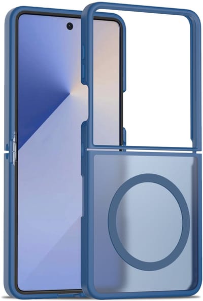 Hoesje Geschikt voor Samsung Galaxy Z Flip 7 - Donker Blauw - Casemania Matte Armor Back Cover - Geschikt voor MagSafe