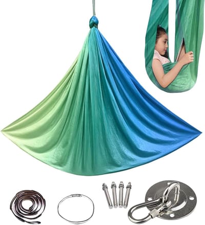 Zintuiglijke Zijde - Fitness Hangmat - Sensorische Ontwikkeling - Hoge Elasticiteit - 280 x 150 cm - Groen