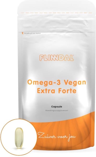 Flinndal Omega 3 Vegan Extra Forte - voor hart, hersenfuncties en gezichtsvermogen - 30 capsules