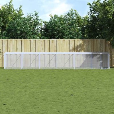 vidaXL - Kippenhok - met - dak - 603x98x90 - cm - gegalvaniseerd - staal - lichtgrijs
