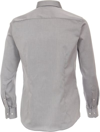 VENTI modern fit overhemd - mouwlengte 7 - twill - zilvergrijs - Strijkvrij - Boordmaat: 41
