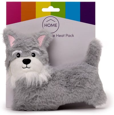 Warmteknuffel mini schnauzer hond 17x14 cm - magnetronknuffel - opwarmknuffel hond - knuffel hond