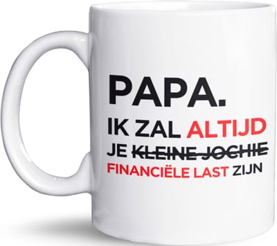 NietMokken.nl - Grappige mok met tekst - "Papa, ik zal altijd je kleine jochie zijn" - 325 ml - Keramische mok - Leuk cadeau voor vader, verjaardag of vaderdag - Vaatwasser- en magnetronbestendig