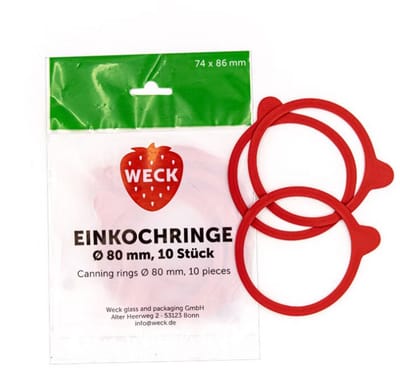 Set rubberen pakkingen voor conservenpot 8 cm ø 10 eenheden|Rubber gasket pack for 8 cm ø preserve jar 10 units|Pack de joints en caoutchouc pour bocal de conservation 8 cm ø 10 unités