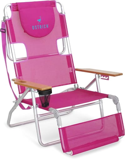 Strandstoel - Loungestoel Kampeerstoel - Ontspannen aan strand - 3-in-1 verstelbaar - 154 x 73 cm - Roze
