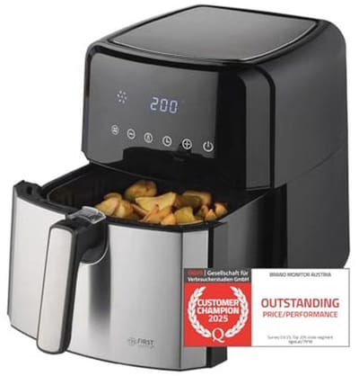 Airfryer 5L met Digitale Timer en 8 Programma's | Roestvrijstalen Mand | Gezond Frituren tot 200°C
