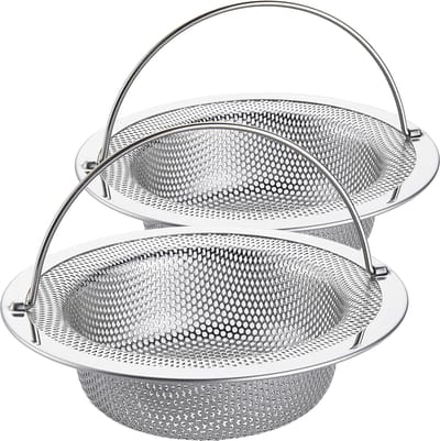 Roestvrij Stalen Afvoerzeef voor Keuken en Badkamer - 4,5 inch Diameter - 2 Stuks