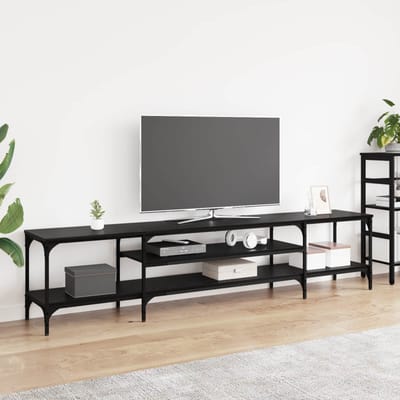 vidaXL TV-kast Zwart Eiken 201 x 35 x 45 cm Gemonteerd hout en ijzer