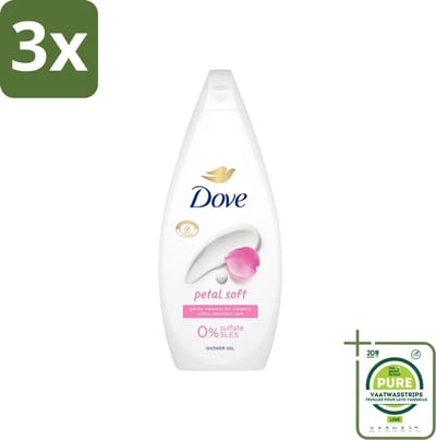3 x Dove Petal Soft - Douchegel - Sulfaatvrij - 250 ml - Grootverpakking - Dove - Douchegel - Zachte Reiniging - Hydraterend - Sulfaatvrij