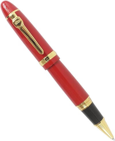 Zware rollerbalpen met gouden rand, zwarte inkt (0.7mm) en luxe ontwerp voor dagelijks gebruik