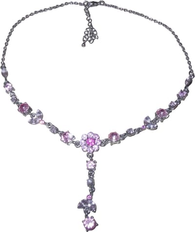 Ketting zilver met stenen roze