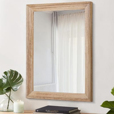 Rustieke Wandspiegel met Houten Frame - Grote Rechthoekige Spiegel 50 x 40 cm voor Slaapkamer en Badkamer Decoratie