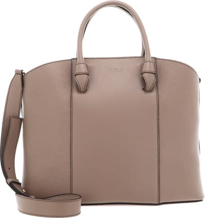 FURLA Leren Schoudertas Handtas Miastella Tote Bag Greige Beige