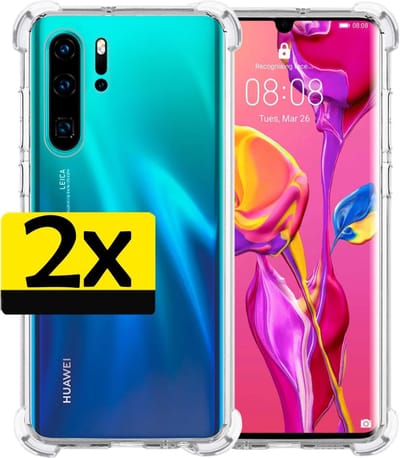 Hoesje - 2 Stuks - Geschikt voor Huawei P30 Pro - Sterk & Shockproof - Siliconen Case - Back Cover - Telefoon Hoes Shock Proof - Telefoonhoesjes - Transparant