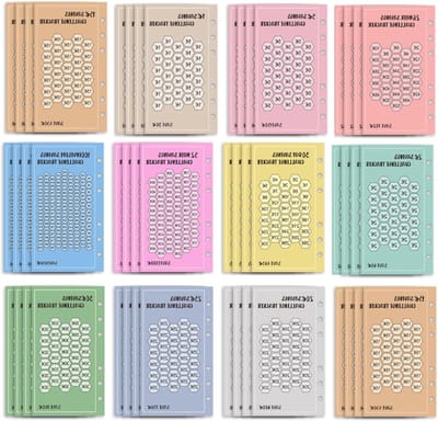 A6 Huishoudplanner met 48 Bladen voor Geldbesparing, 12 Soorten Besparingsschema's en Geld Tracking voor Thuis, Kantoor en School