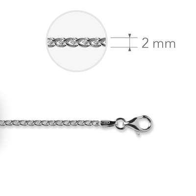 Jewels Inc. - Vossenstaart Ketting met Karabijnsluiting - 2.0mm Dik - Lengte 60cm - Gerhodineerd Zilver 925