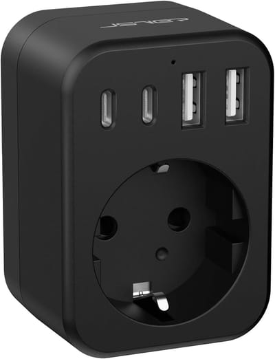 SnelShoppen - Universele Reisadapter Set met 4 USB-poorten, Type B, AC stopcontact, Ideaal voor Zuid-Afrika, Japan, India, EU naar US, 5 in 1 Reisacce