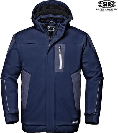 SIR SAFETY DOLPHIN Softshell Werkjas HEREN Veiligheidsjas Donkerblauw - Waterafstotend - Ripstop Versteviging - Afneembare Capuchon