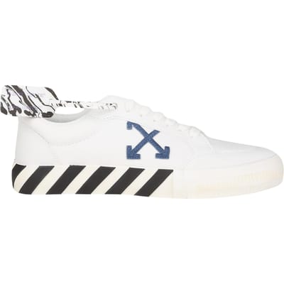 Off-White Lage Vulcanized Eco Canvas Sneakers - Wit Marineblauw