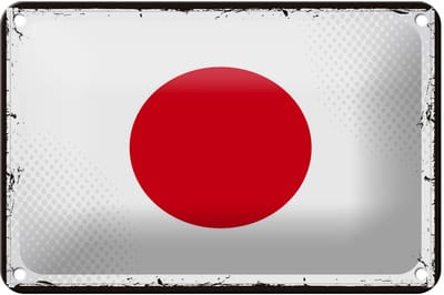 Blechschild Flagge Japans 18x12cm Retro Flag of Japan Dekoration