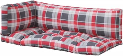 Palletkussens - Zitkussens Kussens - Buiten Zitten - Waterdicht Polyester - 3 stuks - Rood Geruit