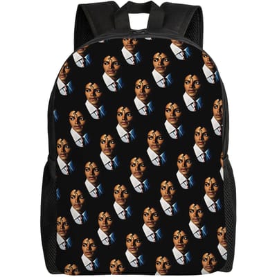 Michael Jackson Koning van de Pop MJ Rugzak Trainingsrugzakken Dames Heren Kleurrijk Groot Middelbare School Tassen Streetwear Rugzak (as the picture,as picture) black