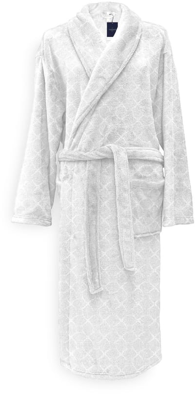 Yellow Rilievo Badjas Lang - Maat L - White - Geschikt voor de Sauna - Kamerjas / Badjas Heren - Kamerjas / Badjas Dames