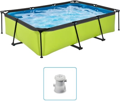 EXIT Lime zwembad 300x200x65cm met filterpomp - Groen - Zwembad Opzet - Filterpomp - Zwembad Kindvriendelijk - Zwembad 30 Minuten Opzet - Zwembad Met Filter