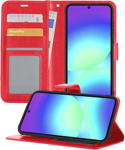 Hoesje - Geschikt voor Samsung Galaxy A56 - Luxe Bookcase - Walletcase Hoes - Portemonnee - Cover - Telefoonhoes - Rood