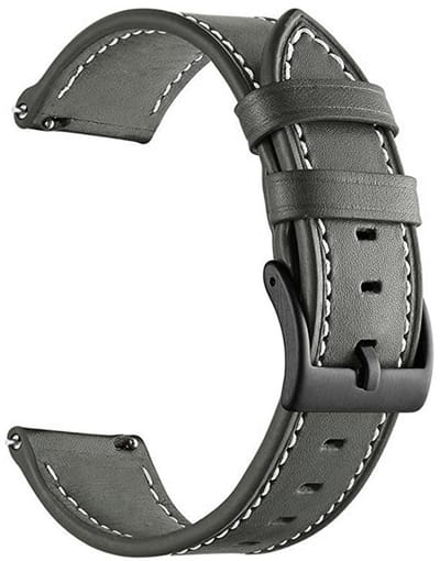 Leren bandje - geschikt voor Garmin Venu (2 Plus) / Venu SQ (2) / Vivomove (Style - Sport) / Vivoactive 3 / 5 / 6 / Forerunner 55 / 165 / 245 / 645 / 570 - 42mm - donkerbruin