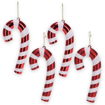 Dailygoods- Kerstboomdecoraties Snoepvorm - Kerstballen - Lichtgewicht Kunststof - Set van 4 - Afmetingen 14 x 7 x 2 cm - Veiligheidswaarschuwing - Kerstversiering