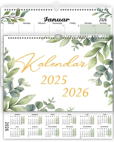 Dailygoods- Wandkalender 2026 A4 - Maandoverzicht - Jaarplanner - Bureaukalender - Notitieveld - Metalen spiralen - Jaarkalender