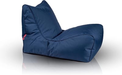 XL polyester poef met opbergzak en handvat - comfortabele zitzak 80x60x60cm - blauw