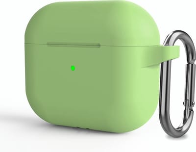 Case cover - Apple Airpods 3 - lichtgroen siliconen - met musketon