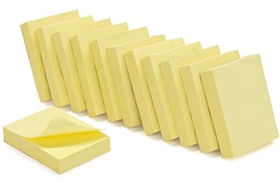 Zelfklevende Notities - Herpositioneerbare Notitieblaadjes - Pastelgeel - Verpakking van 12 Blokken met 100 Vellen