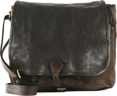 CAMPOMAGGI Leren Business tas Schoudertas Shoulder Bag V.Militare + T / Moro Bruine