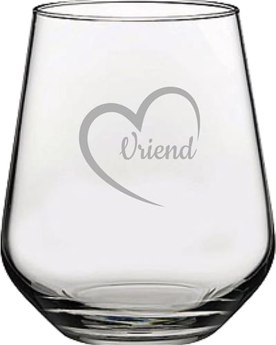 Gegraveerde Drinkglas 42,5cl Vriend met hartje