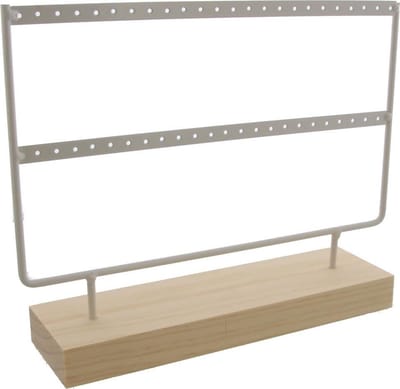Sieradenhouder - Display voor Sieraden - Oorbellenrek - Hout en Metaal - 27x22x7 cm - Wit