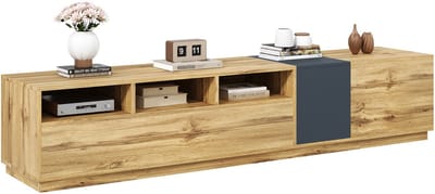 TV-Meubel - 200 cm - Met Open Vakken En Kabelgaten - Modern Design - Hout - Multikleur