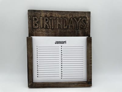 Landelijke Kalender maand verjaardag vintage hout bruin 27 cm x 33 cm | Stoer & Sober | 184180 | Home Sweet Home - Moederdag- Kerst- Sint