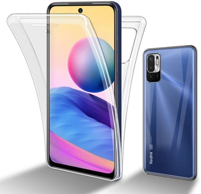 Cadorabo Hoesje geschikt voor Xiaomi RedMi NOTE 10 5G / POCO M3 PRO 5G in TRANSPARANT - 360° Full Body Case Cover Beschermhoes Voor- en achterbescherming, all-round bescherming met displaybescherming
