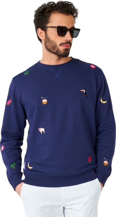OppoSuits Summer Icons - Navy - Heren Sweater - Zomers Trui - Donkerblauw - Maat S