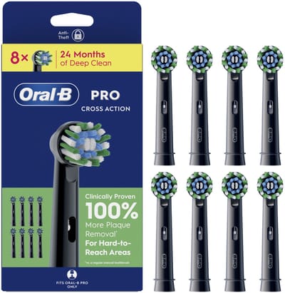 Oral-B Pro Cross Action Opzetborstels - Zwart - 8 Stuks