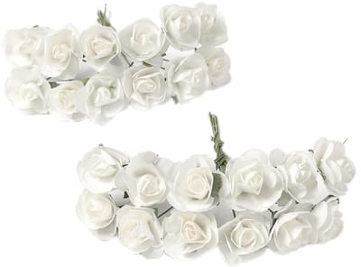 Dailygoods- Kunstrozen Klein Decoratief Boeket - 12 Stuks - Papieren Bloemen - Mini-Rozen - Doe-Het-Zelf Decoratie - Afmeting 8 cm