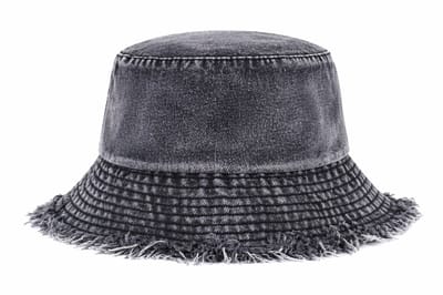 Bucket Hat - Washed Denim - Zwart - Spijkerstof - Vintage Vissershoed - Gerafeld Zomerhoedje - Strandhoedje - Festivalhoedje - Emmerhoed - Skater Hoed - Outdoor Hoed - Streetwear - Unisex - Maat S/M